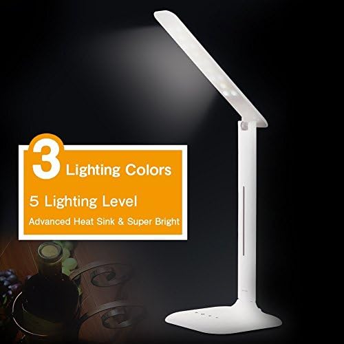 Desktop Lamp, HQOON Office Desk Lamp with USB Charging Ports, Eye Care LED Reading Light , Bedside Touch Sensor Table Lamps (3 Lighting Modes, Brightness Stepless Adjusted ) 5W (desk lamp)