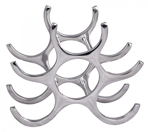 FineBuy Weinregal Design 24 cm für 6 Flaschen Aluminium Silber - 4