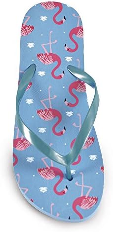 Womens/Ladies Flamingo Print Flip Flops Blue 7-8