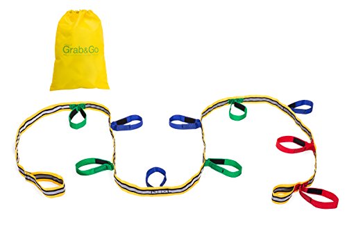Walkodile Grab & Go (10 child), Childrens Walking Rope. Premium Quality, Teacher Designed. Extra Safety Feature on Handles. Hi Viz Detailing for Increased Visibility.