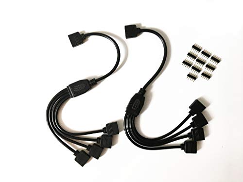 Juego de 2 cables divisores LED de 5 pines para 1 tira de 4 ledes SMD 5050 3528 RGBW (30 cm), color negro