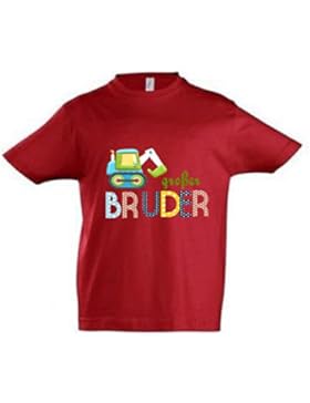 wolga-kreativ T-Shirt großer Bruder rot Bagger