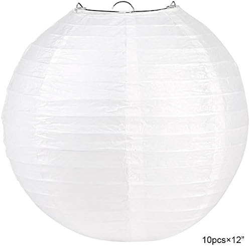 Uping Round Parper Lanterns 12 Inch |10 Pack| White