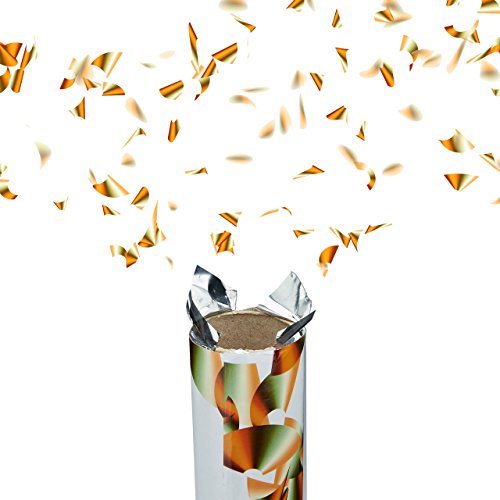 10 x Party Popper 80 cm im Konfettikanonen Set, Konfetti Bombe für Hochzeit und Geburtstag, Konfetti Shooter 6-8 m Effekthöhe, gold metallic - 3