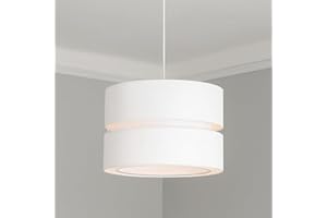 CGC Lighting 2 Two Tier Layer Shade 26cm Ceiling Pendant Table Lamp Bedside Bedroom Lounge Hallway Kitchen (Cream/Beige)