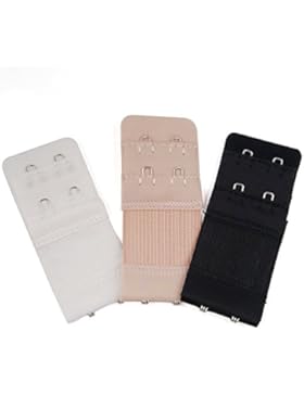 TRIXES 3 Stück BH Verlängerung Erweiterung für BHs mit 2 Haken schwarz weiß beige flexibel