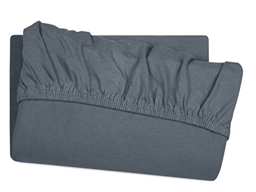 Jersey-Spannbetttuch in Top-Qualität – mit einer Steghöhe von ca. 35 cm – 100% Baumwolle – erhältlich in 6 verschiedenen Größen und 12 ausgesuchten Farben, 1 Stück – Jersey-Spannbetttuch ca. 200 x 220 cm, anthrazit - 9