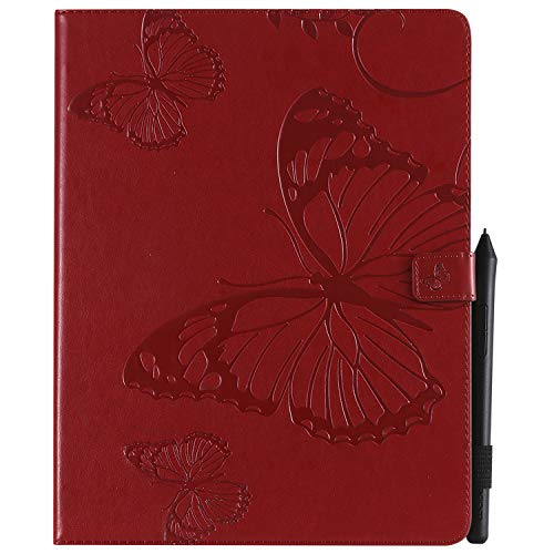 DSstyles For iPad pro 12.9 2018 Fashion Butterfly Embossed PU Leather Magnetic Closure Stand Case Auto Wake/Sleep Cover with Pen Slot red iPad pro 12.9 2018
