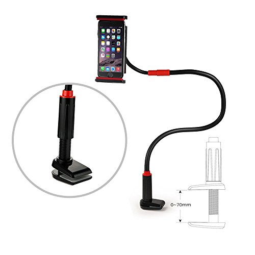 EasyAcc iPad Halterung Desktop-Ständer Schwanenhals Halter Flexibel Winkel verstellbar Handy/Tablets halterung 360 ° Drehen, Verlängerte 100 cm, Bolt Clamp mit Halterung für Apple iphone 6 / ipad Mini 3 / ipad Air 2 / Galaxy Tab 10.1 4 / Galaxy Tab A 9.7 / 8.0 und für 3.0-10.1 Inch Android Device (Schwarz/Rot) - 5