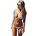 Produktbild Damen Bikinis, Sunday Bademode Frauen Streifen Bikini Set Bandage Push-Up Badeanzug Bade Beachwear (S, Weiß)