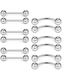 Piercing Lingua E Capezzolo Acciaio Inox 316L - Barbell Dritto 14G 12/14/16mm - 5 Paia - Foto 11