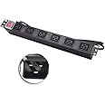 DKURVE® PDU 6WAY C19 TO C20 Plug Power Distribution Unit Horizontal For Rackmount Server Rack PDU 2 Meter cable - Black Full Copper for data center, telecom (6WAY C19 TO C20)
