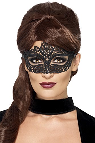Smiffy's 44282 - Bestickte Spitzen Filigree-Augenmaske, schwarz
