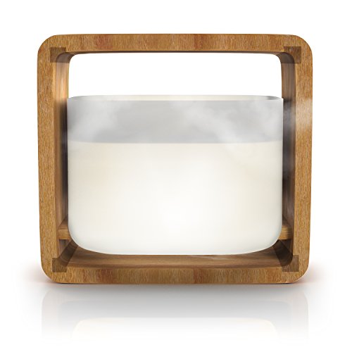 Arendo – Aroma Duftöl Diffuser | Bambus / Milchglas | Ultraschall Technologie | max. 1200ml Füllmenge | geräuscharmer/leiser Betrieb | energieeffizient | edles Bambus / Glas-Design - 2