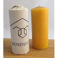 2 Stück Kerzen, 15 x 6 cm, Stumpenform, aus 100 % Bienenwachs handgemacht, gegossen, mit langer Brenndauer, Bienenwachskerzen, Bienenwachskerze, Honigkerze, Bienenkerze, direkt vom Imker aus Deutschland, Bayern, von der Bienenbude
