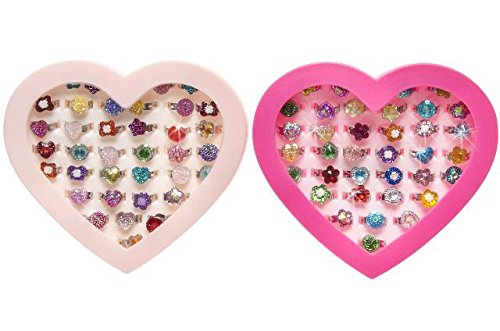 36 Mädchen – Ringe in Herzbox | Kinderring | Set | Ring | Glimmer | Mitgebsel | Kindergeburtstag | Schatz | Mädchen - 2