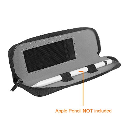 Fintie Apple Pencil Hülle – Premium Kunstleder Schutzhülle Etui Tasche Sleeve Pouch mit integriertem Ablagefach und Halter für Apple iPad Pro Pencil, kompatibel mit Samsung Tab S3 S Pen, Schwarz - 5