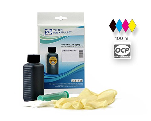 Nachfüllset für HP 300, 301, 350, 364, 901, 920 Druckerpatronen schwarz pigmentiert 100 ml für HP Photosmart C 4690, C 4610, Deskjet D 5660, Envy 120 E-ALL-IN-ONE, Envy 121 E-ALL-IN-ONE, non-OEM