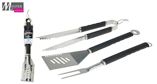 Grillbesteck, Grillzange, Grillwender,GRILLZUBEHÖR, BBQ 3tlg. Set aus Edelstahl