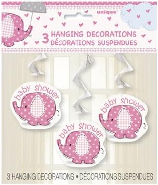 Miss Bo PeepUmbrellaphants Pink hanging Baby Shower decorations pk3