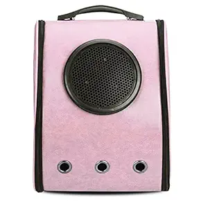 Emily Pets PU Portable Space Capsule Breathable Outdoor Ventilation in Backpacks Travel Carrier for Small Animals | Pink |