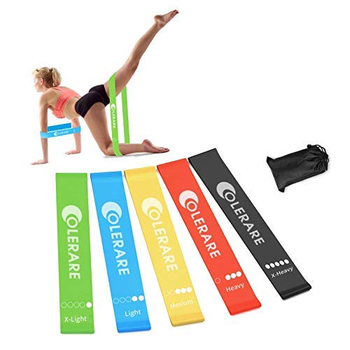 Preisvergleich Produktbild Colerare Widerstandsbänder / Widerstandsbänder für Zuhause, Fitness, Stretching, Krafttraining, Physiotherapie, Naturlatex, mit Übungsanleitung und Tragetasche, 5 Stück