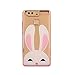 Huawei P9 Case Cover with Free Black Stylus Pen,Leeook Luxury Elegant Beautiful Cute Funny Pink Bunny Rabbit Electroplate Plating Frame Crystal Soft Gel Silicone TPU Case Cover Bumper for Huawei P9