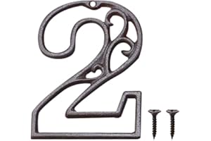 Zayookey Metal Numbers Numeri Civici in Ferro Colato Neri Numero Porta Esterno Numero di Indirizzo Rustico Vintage per Porte, Pareti, Indirizzi di Casa (Numero 2)