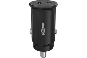 Goobay 59705 2-portars billaddare med USB-C PD (Power Delivery), mini cigarettändare dubbel USB-laddare, bil och lastbil (12V