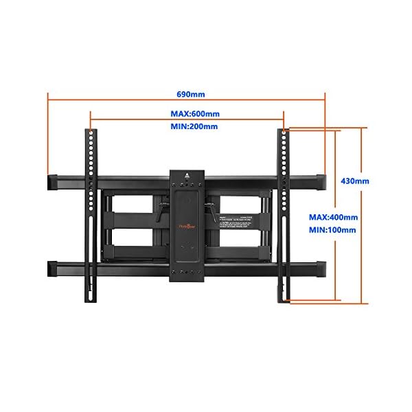 TV Wall Bracket, Tilt Swivel Dual Arm TV Mount Max.VESA 600x400mm for 37-70 Inch LED LCD Plasma Flat& Curved Screens up to 60kg, Includes 1.8m HDMI Cable, Bubble Level,Cable Ties - Image 9