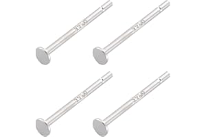 Beebeecraft 1 Caja de 40 Piezas de Pendientes En Blanco de Plata de Ley Plana Redonda para Hacer Joyas de Bricolaje Cabeza: 2 mm