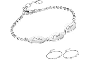 aplusashop ID Edelstahl Armband mit Gravur nach Wunsch mit 2, 3, 4 Plättchen Damen, Mädchen