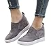 Produktbild Miuko Plateau Sneaker Damen Leder Keilabsatz Hohe 7 cm Absatz Slip On Wildleder Loafers Wedges Ankle Boots Casual Bequeme Grau 39