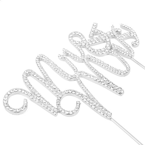 VORCOOL MR Mrs Hochzeitstorte Topper Strassstein Kuchendeckel (Silber) - 5