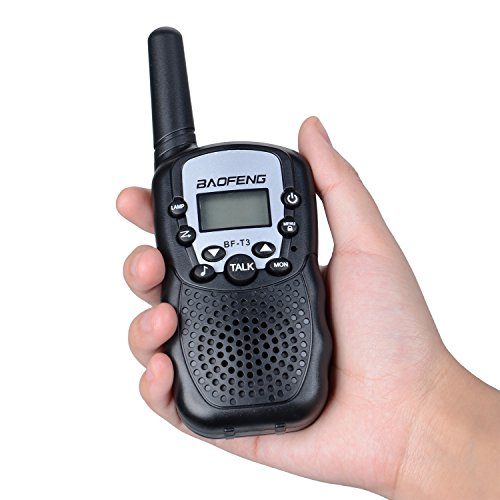 Imurz Kids Walkie Talkies 3KM Range 22 Channels Handset with Indicator and Belt Clip Two Way Radio for Children Outdoor Camping Hiking 2 PCS (Black)