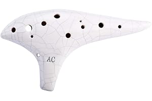 AWEF ‚Ocean Notes‘ Okarina, 12 Löcher, elegante Form, getöpfert, C-Okarina White Ice Crack
