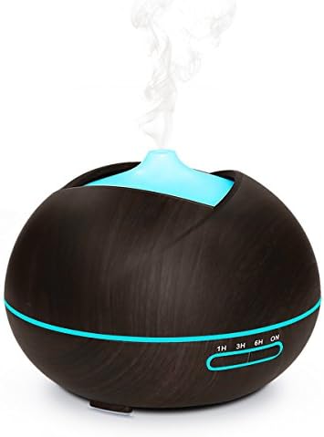Essential Oil Diffuser, 400ml Mist Humidifier, Aroma Diffuser Whisper-Quiet with 7 Color LED Lights Changing 4 Timer Settings for Spa Baby Yoga (Black)
