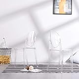 Anaelle Pandamoto Lot de 2 Ghost Chaises en Acrylique Polycarbonate pour Salle à Manger, Salon, Bureau, Restaurant et Jardin, Taille: 91 * 35 * 48cm, Poids: 9kg, Transparent
