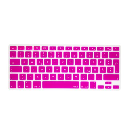 MiNGFi Deutsche Tastatur Silikon Schutz Abdeckung QWERTZ für MacBook Pro 13, 15, 17 Air 13 Zoll EU Keyboard Layout Silicone Cover - Hot Pink