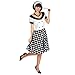 Produktbild Fifties Girl Kostüm Rockabilly Fünfziger Jahre Kleid Damen weiß schwarz - 36/38