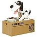 Produktbild Elektronische Spardose Verrückter Hund Schwarz Weiß 18 cm Groß - Sparschwein Geschenk für Kind Geld Münze Fun Lustig Wackelt Box