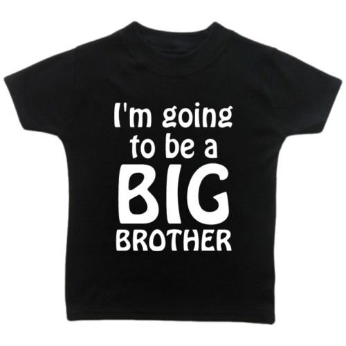I'm Going To Be A Big Brother T-Shirt. (1-2 years, Black T-Shirt - White Vinyl)
