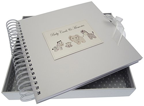 White Cotton Cards New Baby, Card & Memory Book, Silver Toys