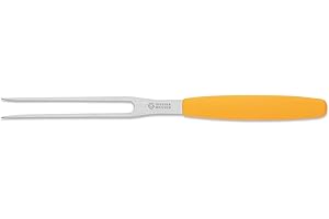Giesser Messer - Made in Germany - Wurstgabel, Klinge 13 cm, rutschfest, Fleischgabel spülmaschinenfest, rostfrei, stabil, perfekt zum servieren (Gelb.)