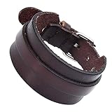 Atemberaubende verstellbar Dunkelbraun Manschette Leder Armband für Männer (Metall Schnalle Schließe)