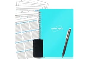 DWIYITTN Cahier réutilisable intelligent avec stylo, A5 Carnet Bloc-notes d'entraînement effaçable Fusion Bloc-notes Cahier Spirale numérique étanche Stockage dans le cloud(Bleu Clair)