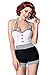 Produktbild Sexy Vintage Badeanzug Retro Look Muster Schwarz Weiß Pin Up Stil Rockabilly 50s, Farbe:Schwarz/Weiß;Größe:XXL