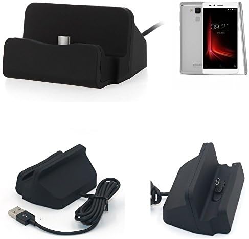K-S-Trade Dockingstation For Vernee Apollo Lite USB Type C Dock Compatible With Vernee Apollo Lite, Black | Type-C Smartphone Charging Station Docking Station With USB 2.0 Data Cable -
