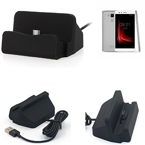 K-S-Trade Dockingstation For Vernee Apollo Lite USB Type C Dock Compatible With Vernee Apollo Lite, Black | Type-C Smartphone Charging Station Docking Station With USB 2.0 Data Cable -