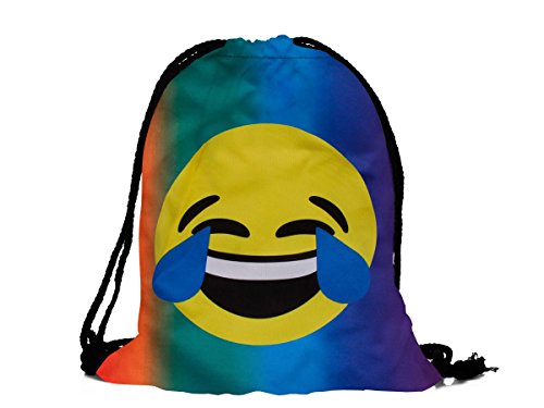Alsino Hipster Turnbeutel/Gym Bag/Sporttasche Emoji/Emoticon Smiley Turnbeutel (RU-122 Tränen lachen bunt)